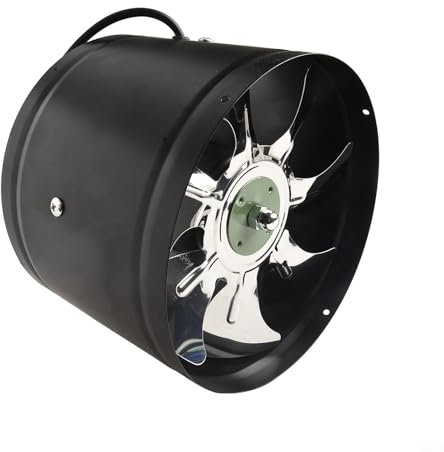 Inline Extractor Fan 200Mm Duct Ventilation Smoke Removal High Airflow 1050 M³/h Quiet Operation Metal Blades(black)