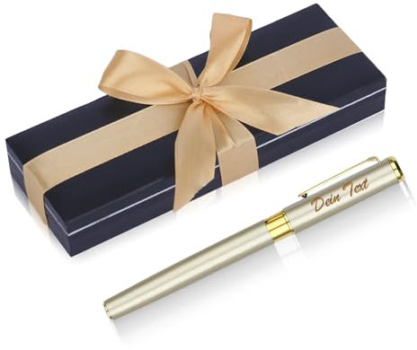 NGTSFLY Kugelschreiber mit Gravur, Personalisierte Kugelschreiber, mit Schleifenband Geschenkbox,Personalisierte Geschenke für Weihnachten, Geburtstag, Valentinstag, Muttertag (Gold)