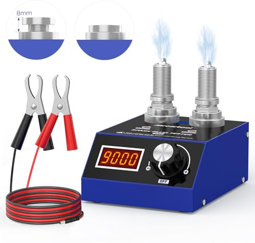 PLAYOCCAR Tester per candele 110V/220V - Doppio foro, Frequenza 500~9000RPM, Candela per auto 12V/24V, con display