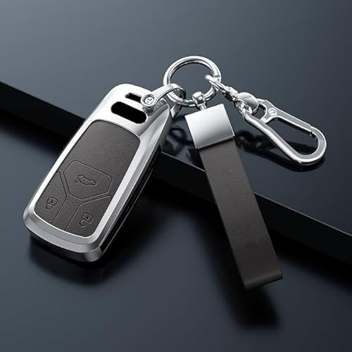 KDZDJH Car Key Shells For Audi A4L Q5L Q2L Q3 A6L A3 A5 A7 A8 RS4 with snap buttons Key Shell Case Fob Fit Cases Smart Accessories Buttons With Keychain,B/Silver-B