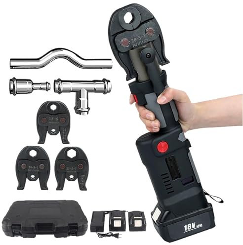 vanenferse Pinza Crimpatrice Portatile per Tubi, Pressa Idraulica, Pressatrice Multistrato, Kit Elettricista in Acciaio Inossidabile a Batteria con Teste Crimpatura, Tempo di Pressatura: 3-4 Secondi