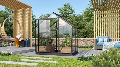 Vitavia Gewächshaus Venus 2500, schwarz, 2,5 m², 3 mm ESG | Wetterfestes & stabiles Treibhaus | Perfekt für Gemüse & Pflanzen | Robust & langlebig