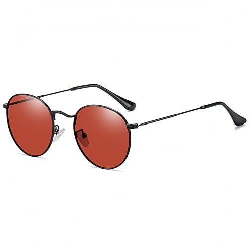 WDZAYXC Polarisierte Metall runde Rahmen Sonnenbrille für Damen und Herren, Retro Hip-Hop Punk Brille, UV400 Schutz