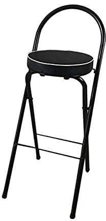 Sgabello alto pieghevole per la casa portatile e leggera sedia contatore cassa per bar nero 70cm altezza