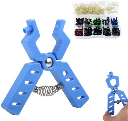 100 Stück Sicherheitsaugen für Häkeltiere 10MM, Sicherheitsaugen Klemmwerkzeug, Sicherheits Augenschnapper Werkzeug für Amigurumi-Häkel- und Füll-Tieraugen