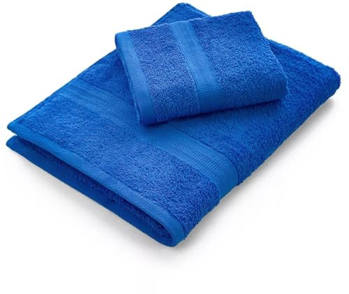 Bassetti Dream - Set Asciugamani Da Bagno Viso e Bidet Coppia Asciugamani da Bagno con Ospite 430 g/mq | 60x110 cm + 40x60 cm | (BLU)