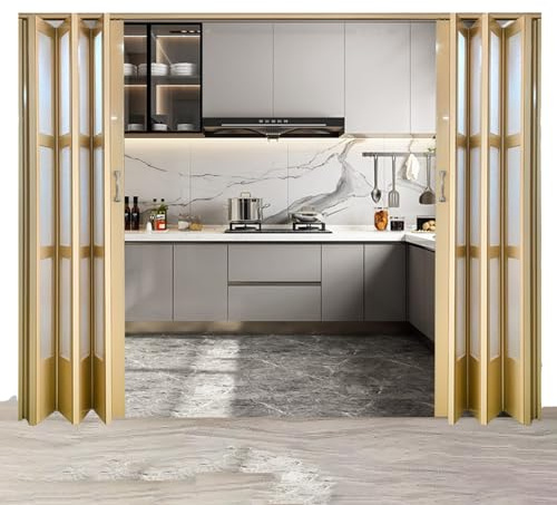 Porte accordéon creuse à double vitre, gain de place pour intérieur/cuisine avec poignée et quincaillerie