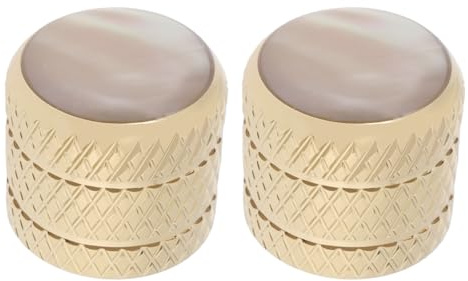 Briny River Lot de 2 Boutons de Guitare Telecaster à Double Ligne en Acier Blanc Compatible avec Fender Et Guitare Basse électrique Dorés