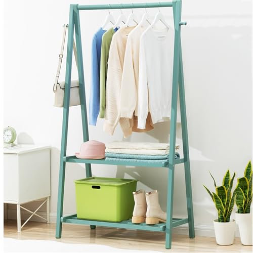 GUODDM Penderie Pliable en Bambou, Armoire Portable en Bois, Étendoir À Linge Pliable À 2 Niveaux for Sécher Les Vêtements, Entrée, Chambre(A,86 * 40 * 160cm)