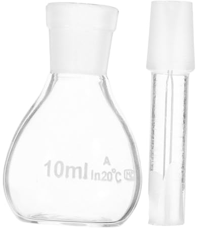 HOMOBABE Glasdichteflasche 10ml aus Hitzebeständigem Glas für Laboranalyse | Glasp Yknometer mit Stopfen, Flasche Glas Labor für Getreideanalyse, Kleine Glasflasche