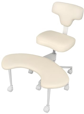 Yirtree Criss Cross Chair, Kniestuhl, Meditationsstuhl, ADHS-Schreibtischstuhl für Erwachsene, höhenverstellbar, Yoga-Bürostuhl, breiter Criss Cross Stuhl mit Lendenwirbelstütze, Kniestuhl (Beige)