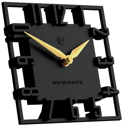 NEWGATE® Highline Schreibtischuhr | Quadratische Skelett-Uhr | Schwarz | Moderner Designer-Stil für Schreibtisch, Tisch, Kamin, Regal oder Nachttisch | Für Küche, Wohnzimmer, Büro