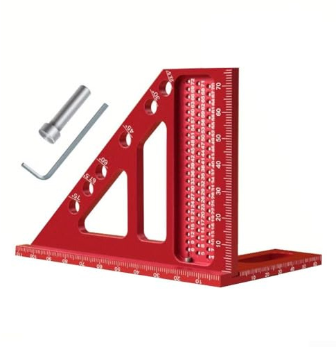 Oniissy Aluminium Schrägdreieck, Layout-Messwerkzeug mit Multi-Winkel-Markierungsfunktion für Holzbearbeitung und Bauingenieure – 3D-Mehrwinkel-Lineal mit 6
