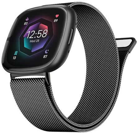 Supore Magnetic Armband Kompatibel mit Fitbit Versa 4 /Versa 3 /Sense/Sense 2 Armband für Damen Herren, Edelstahl Metall Milanaise Uhrenarmband für Fitbit Versa 4/Versa 3/Sense2/Sense