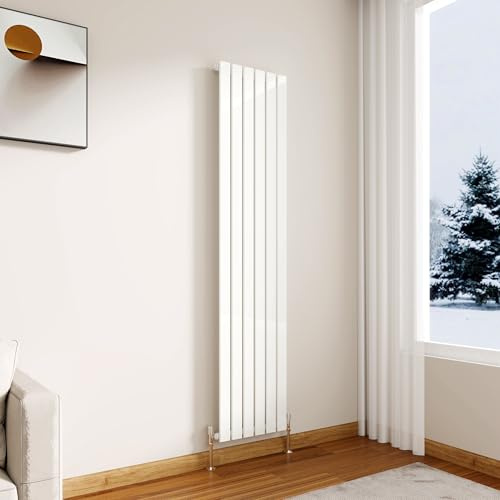 Modern Vertical Flat Panel Radiator 1800x408mm Gloss White Single Panel | Designer Central Heating Radiators,Wall Mounted Rads,Perfect For Living Rooms,Hallways & Bathrooms,For UK Home Heating