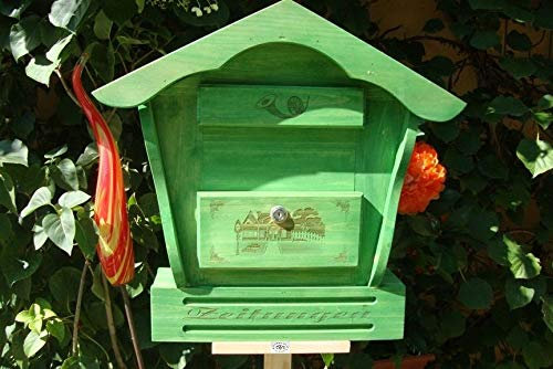 XXL Vogelhaus Briefkasten mit Holz - Deko HBK-SD-GRASGRÜN aus Holz grasgrün grün dunkelgrün tannengrün waldgrün Briefkästen Holzbriefkästen Postkasten Spitzdach - passt auch zu vielen Vogelhäusern Vogelhaus Insektenhotel Insektenhotels Vogelhäuser aus Holz Ergänzung für Vogelhäuschen und Vogelfutterhaus Nistkasten Meisenkasten
