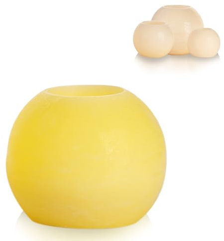 Schlaraffenland LED Kerze BOLA klein | 11,5x10 cm | creme | Echtwachs | LED Kerzen | Flackernde Flamme | Elektrische Kerzen | LED Kerzen Outdoor | LED Kerzen mit Timer | Kerze LED