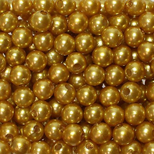 250 x Kunstperle 8mm Perlen in praktischer Plastikdisplaybox Wachsperlen Dekoperlen Bastelperlen mit Loch Kunstperlen, Farbe:gold
