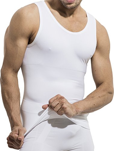 UnsichtBra Shapewear Unterhemd Herren | Bauchweg Unterhemd | Kompressionsshirt/Body Shaper Funktionsshirt | Compression Shirt Slimming – Weiß, Beige, Schwarz