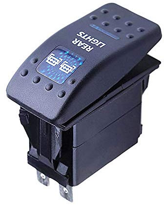 Mintice Auto 12V 20A Led Blu Luce Pannello Interruttore a Bilanciere Interruttore a Levetta Pulsante Cruscotto Impermeabile Camion 5Pin Rear Light