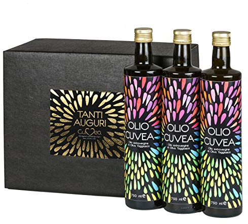 Coffret cadeau Huile d'olive extra vierge de Taggiasca Premium 3 bouteilles 750 ml Ferme Cuvea