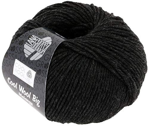 LANA GROSSA Cool Wool Big Melange | Extrafeine Merinowolle waschmaschinenfest und filzfrei | Handstrickgarn aus 100% Schurwolle (Merino) | 50g Wolle zum Stricken & Häkeln | 120m Garn FB 618