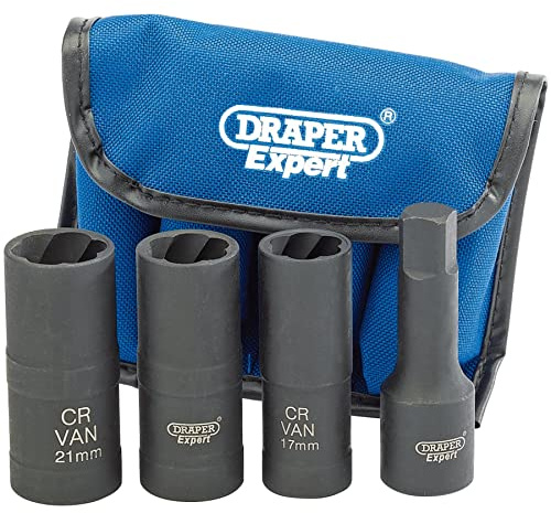 Draper 09539 1/2-inch Square Drive Wheel Nut Double Sockets (4 Pieces)