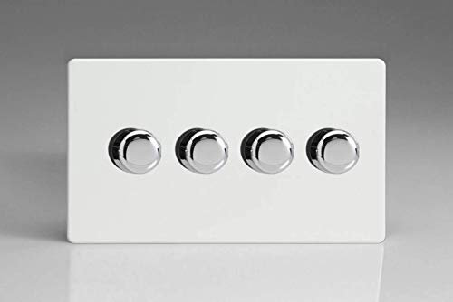 Varilight 4-Gang 2-Way V-Pro Push On/Off Rotary LED Dimmer 4 x 0-120W (Twin Plate) Premium White