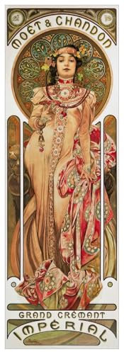 1art1 Alphonse Mucha Moët Et Chandon, Grand Cremant Imperial Plakat-Kunst, 1899 Selbstklebende Fototapete Poster-Tapete 240x75 cm