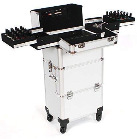 Urbanity Professional Large Aluminium Beauty Makeup Trolley Case Silver