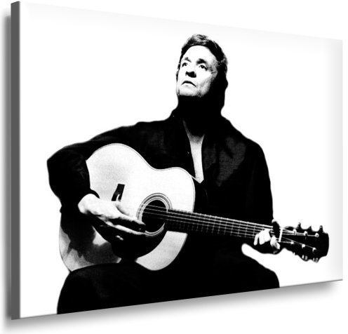 Julia-Art - Bilder Johnny Cash Leinwandbild Porträt Schwarz-Weiß Kunstdruck 151 x 101 cm Wandbild XXL Kailrahmenbild Fertigbild SW09-1