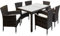 Casaria® Gartenmöbel Set 6 Personen Stühle inkl. 7cm Polster Tisch 150x90cm Balkonmöbel 160kg Belastbar Wetterfest Polyrattan Stapelbar Terrasse Möbel braun