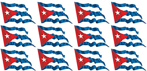 Set di mini bandiere - 50 x 31 mm - Adesivi autoadesivi - Cuba - Adesivi per ufficio, scuola e casa - 12 pezzi