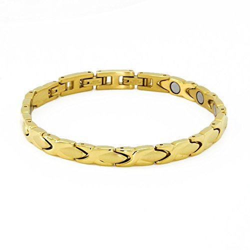 Victoria Fashion Gold Exklusives 24k vergoldetes Elegantes Energetix 4you Glieder Magnetarmband 8011 Größe: XS bis XXL