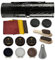 Stone and Clark 12-teiliges Schuhcreme & Pflegeset aus Leder mit braunem Wachs, Schuhbürsten zum Polieren, kompaktes Schuhputzset mit Rosshaarbürsten & PU, Schwarz strukturiert.