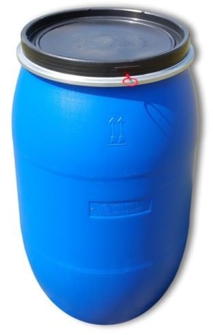 Fût alimentaire 220 litres ouverture totala, baril polyéthylène bleu (22119)