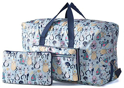 Arxus Grand Sac Fourre-Tout Pliable, Bagage à Porter, avec Bandoulière (Sourire Chat)