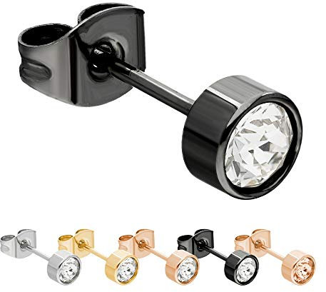 Max Palmer - Ohrstecker mit Swarovski Kristall [08.] Stecker: schwarz | Kristall: klar | Kristall: 6mm