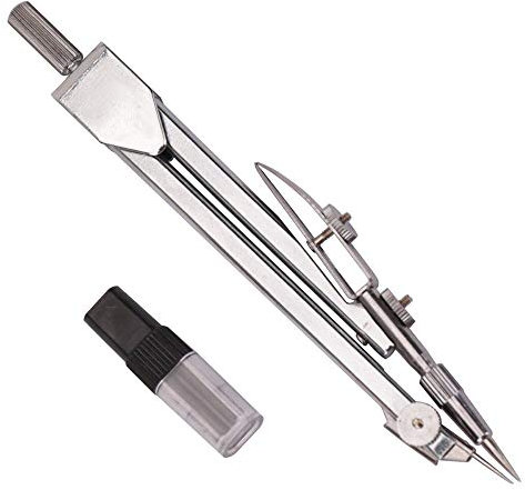 Uteruik Metallzirkel Zeichenkompass 17,5 cm maximaler Radius Zirkel Teiler Mathematik Geometrie Werkzeuge mit Bleistift Mine, 1 Set