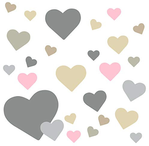 Wandtattoo Herzen Kinderzimmer Mädchen XL Pastell rosa Wandsticker – Aufkleber | timalo® 120 Stück - 73092-SET3-120