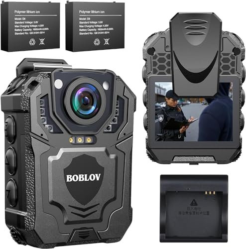 BOBLOV T5 1440P Security Body Camera with Sound, Built-in 128GB Personal Bodycam, Two Batteries with Dock, Police Body Worn Camera for Law Enforcement, Patrol, Night Vision, File Protection