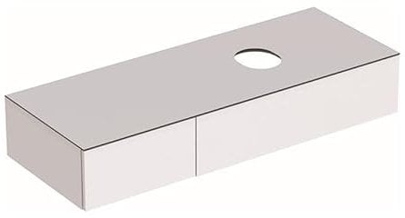 Geberit VariForm Unterschrank für Aufsatzwaschtisch, zwei Schubladen, Ablagefläche, Geruchsverschluss, Breite 135 cm, Farbe: Weiß