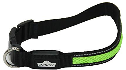 Dehner LED-Hundehalsband Flash Collar, Länge 63 cm, Höhe 2,5 cm, Mesh-Stoff, schwarz/grün