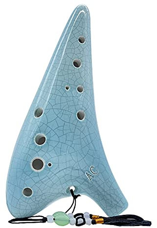 ZETONG Zelda Ocarina 12 fori Alto C Crackle Pattern Ocarina con libro di testo e borsa protettiva, perfetto per principianti e prestazioni professionali (Crack Cyan)