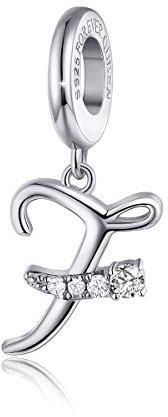 FOREVER QUEEN Charm Buchstabe des Alphabets 925 Sterling Silber Anhänger für Halskette Armband, Sterling-Silber