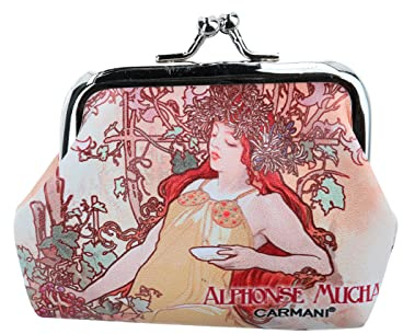 CARMANI - Kleine Damen Geldbörse mit Verschluss Alphonse Mucha Four Season Autumn, mehrfarbig