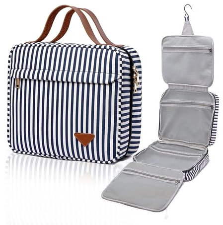 Trousse de Toilette de Voyage à Suspendre, Organiseur de Toilette de Voyage de Grande capacité pour Femme avec 4 Compartiments et 1 Crochet Robuste, Parfaite pour Les Voyages/Usage Quotidien
