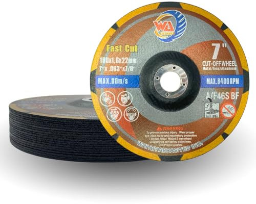 WA 17,8 x 0,6 x 2,2 cm Schleifscheiben, Flexscheiben, gepresste Trennscheiben für Metall und Edelstahl, für Winkelschleifer, Durchmesser 17,8 cm, 25 Stück