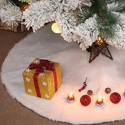 XiXiRan Decke Weihnachtsbaum Rock 120 cm Runde, Schneeflocke weiß Plüsch Weihnachtsbaum Decke, Decke Unterm Tannenbaum, Christbaum Teppich für Weihnachtsbaum Verzierung Bodendekoration