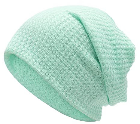 ZLYC Summer Long Slouch Beanie Leicht Weich Jersey Mütze für Damen und Herren,Massives Minzgrün, Einheitsgröße